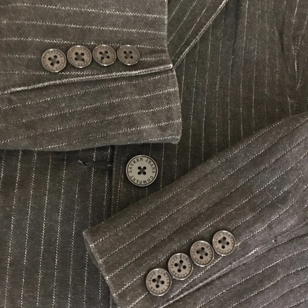 Ralph Lauren Jeans Co Black Denim Pinstrip Jacket Blazer Large NEW NWOT - Picture 9 of 11